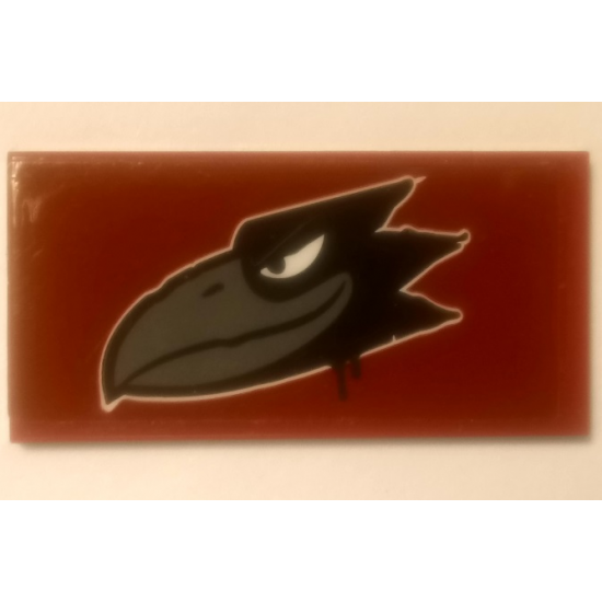 Tile 2 x 4 with Black Raven on Dark Red Background Pattern Model Left Side (Sticker) - Set 60209