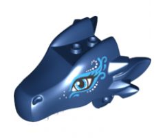 Animal, Body Part Dragon Head (Elves) Upper Jaw with Medium Blue Eyes and Blue Swirls Pattern (Sapphire)