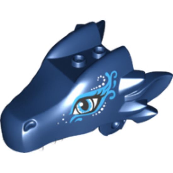Animal, Body Part Dragon Head (Elves) Upper Jaw with Medium Blue Eyes and Blue Swirls Pattern (Sapphire)