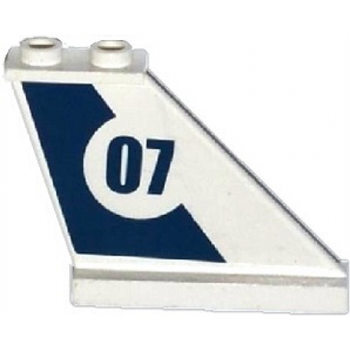 Tail 4 x 1 x 3 with Dark Blue Stripe and '07' in White Circle Pattern on Right Side (Sticker) - Set 60069