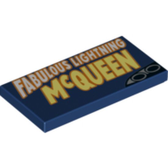 Tile 2 x 4 with 'FABULOUS LIGHTNING McQUEEN' and Exhaust Pipes in Right Corner Pattern