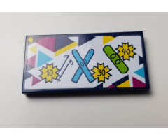 Tile 2 x 4 with Ski Poles, Skis, Snowboard and Rental Prices '10', '30', '40' Pattern (Sticker) - Set 41324