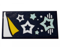 Tile 2 x 4 with Dark Blue Sleeping Bag with Stars Pattern (Sticker) - Set 41328