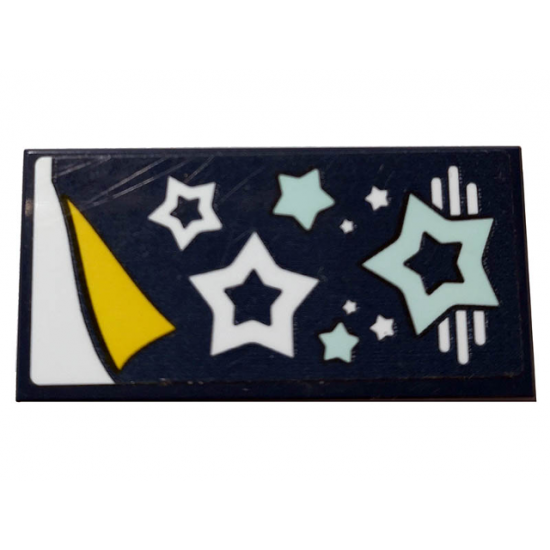 Tile 2 x 4 with Dark Blue Sleeping Bag with Stars Pattern (Sticker) - Set 41328