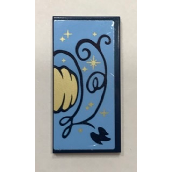 Tile 2 x 4 with Gold Pumpkin, Dark Blue Vines and Leaf Pattern Model Right Side (Sticker) - Set 41154