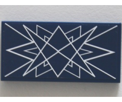 Tile 2 x 4 with White Symmetrical Lines on Transparent Background Pattern (Sticker) - Set 10237