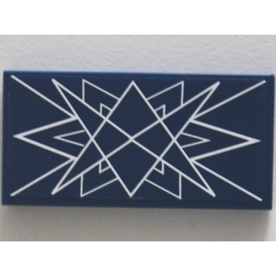 Tile 2 x 4 with White Symmetrical Lines on Transparent Background Pattern (Sticker) - Set 10237