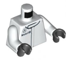 Torso Speed Champions with Black Small Mercedes-Benz Logo and Mobil 1 Logo Pattern / White Arms / Black Hands