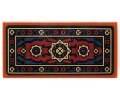 Tile 2 x 4 with Dark Blue, Black and Dark Red Oriental Rug Pattern (Sticker) - Set 70732