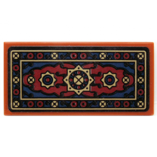 Tile 2 x 4 with Dark Blue, Black and Dark Red Oriental Rug Pattern (Sticker) - Set 70732