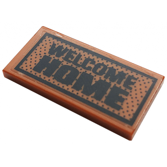 Tile 2 x 4 with 'WELCOME HOME' and Black Dots Pattern (Sticker) - Set 60141