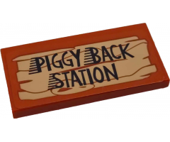 Tile 2 x 4 with 'PIGGY BACK STATION' Pattern (Sticker) - Set 75824