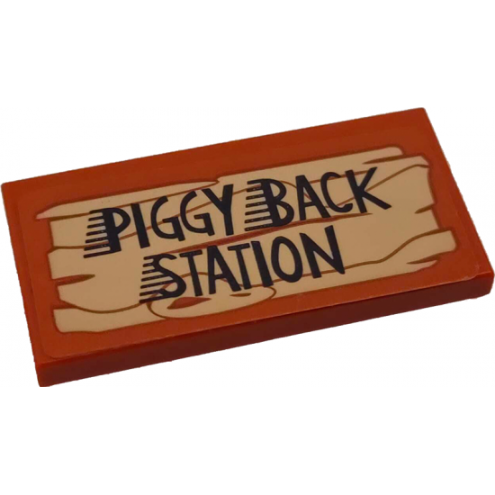 Tile 2 x 4 with 'PIGGY BACK STATION' Pattern (Sticker) - Set 75824