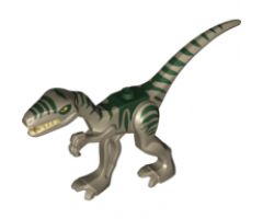 Animal, Dinosaur Coelophysis / Gallimimus with Dark Green Stripes and Yellow Eyes Pattern