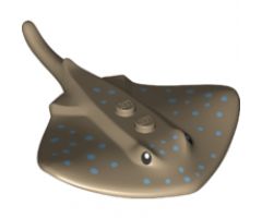 Manta Ray / Stingray with 2 Studs with Black Eyes and Medium Blue Dots Pattern