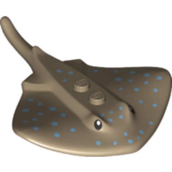 Manta Ray / Stingray with 2 Studs with Black Eyes and Medium Blue Dots Pattern