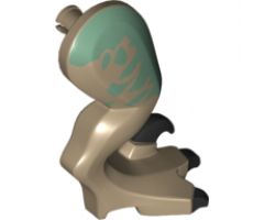 Animal, Body Part Dinosaur Leg Large (Rear) Raptor Right with Pin, Black Claws and Sand Green Markings Pattern