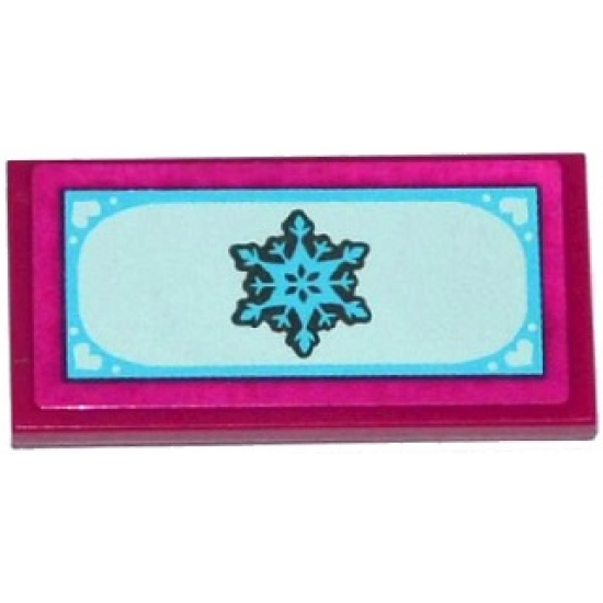 Tile 2 x 4 with Snowflake on Light Aqua Background Pattern (Sticker) - Set 41062