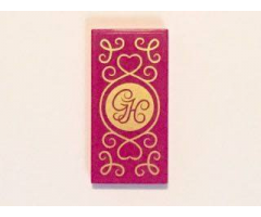 Tile 2 x 4 with Gold 'GH', Hearts and Swirls on Transparent Background Pattern (Sticker) - Set 41101