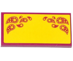 Tile 2 x 4 with Magenta Paisley Shooting Stars on Yellow Background Pattern (Sticker) - Set 41034