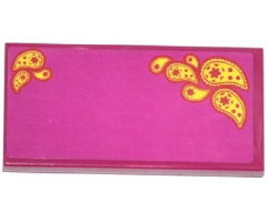 Tile 2 x 4 with Yellow Paisley Shooting Stars on Magenta Background Pattern 2 (Sticker) - Set 41034