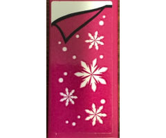 Tile 2 x 4 with Magenta Bedspread with Snowflakes and Corner Pulled Back Pattern (Sticker) - Set 41323