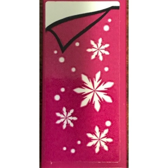 Tile 2 x 4 with Magenta Bedspread with Snowflakes and Corner Pulled Back Pattern (Sticker) - Set 41323