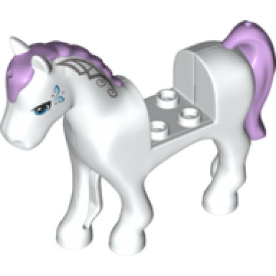 Horse with 2 x 2 Cutout, Blue Eyes and Face Decoration, Lavender Mane and Tail Pattern