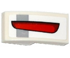 Slope, Curved 2 x 1 with Light Bluish Gray Stripe and Red Taillight Pattern Model Left Side (Sticker) - Set 75912