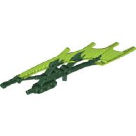 Bionicle Weapon Shield Half Ribbed Narrow with Marbled Lime Edge Pattern