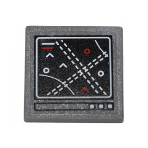 Road Sign 2 x 2 Square with Open O Clip with Computer Screen with Circles, Arcs and Dotted Lines Pattern (Sticker) - Set 76051