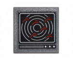 Road Sign 2 x 2 Square with Open O Clip with Computer Screen with White Concentric Circles, and 6 Red Shapes Pattern (Sticker) - Set 76051