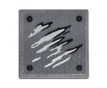 Road Sign 2 x 2 Square with Open O Clip with Black and Silver Scratches and 4 Rivets Pattern 1 (Sticker) - Set 76050