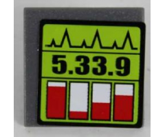 Road Sign 2 x 2 Square with Clip with Black '5.33.9' and Red Level Indicators Pattern (Sticker) - Set 8864