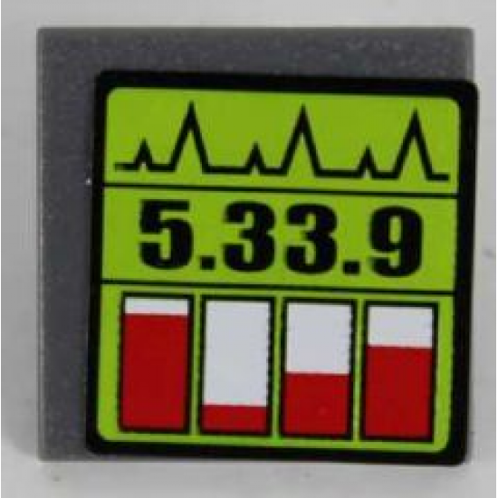 Road Sign 2 x 2 Square with Clip with Black '5.33.9' and Red Level Indicators Pattern (Sticker) - Set 8864