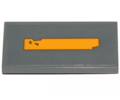 Tile 2 x 4 with Yellow Worn Stripe Pattern (Sticker) - Set 75171