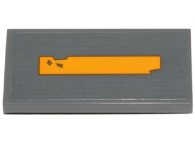 Tile 2 x 4 with Yellow Worn Stripe Pattern (Sticker) - Set 75171