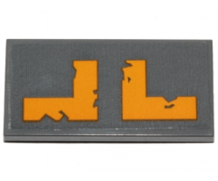 Tile 2 x 4 with Yellow L Shaped Worn Stripes Pattern Type 1 (Sticker) - Set 75171