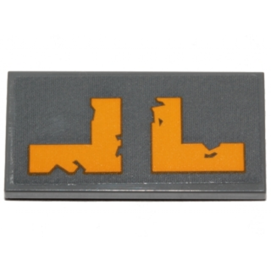 Tile 2 x 4 with Yellow L Shaped Worn Stripes Pattern Type 1 (Sticker) - Set 75171