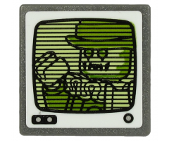 Road Sign 2 x 2 Square with Open O Clip with Ghost Clown on Yellowish Green Screen Pattern (Sticker) - Set 70432
