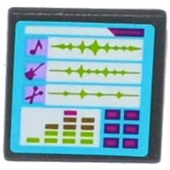 Road Sign 2 x 2 Square with Open O Clip with Music Editing Computer Screen Pattern (Sticker) - Set 41103