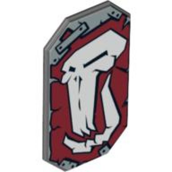 Minifigure, Shield Rectangular without Stud, Troll Skull Pattern