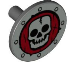 Minifigure, Shield Round Flat with Skull Pattern