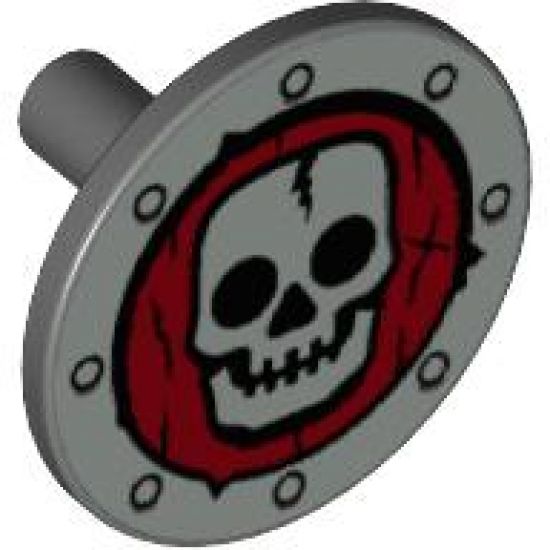 Minifigure, Shield Round Flat with Skull Pattern