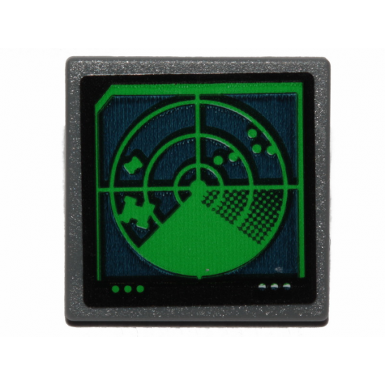 Road Sign 2 x 2 Square with Open O Clip with Green Radar on Computer Screen Pattern (Sticker) - Set 70835