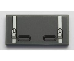 Tile 2 x 4 with Two Light Bluish Gray Belts and Two Black Handles Pattern (Sticker) - Sets 60160 / 60161