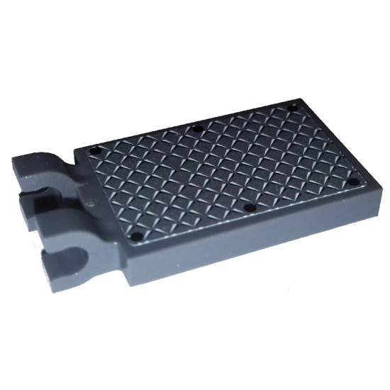 Tile, Modified 2 x 3 with 2 Clips (thick U clips) with 6 Black Rivets on Silver Tread Plate Pattern (Sticker) - Set 7944