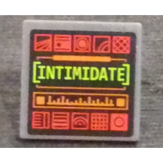 Road Sign 2 x 2 Square with Open O Clip with Computer Screen with 'INTIMIDATE' and 10 Icons Pattern (Sticker) - Set 76023