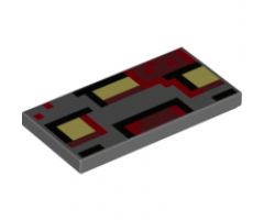 Tile 2 x 4 with Pixelated Black, Bright Light Yellow, Dark Red and Red Pattern (Minecraft Redstone Monstrosity Face)