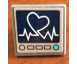 Road Sign 2 x 2 Square with Open O Clip with Computer Screen, Dark Blue Heart and Heart Beat Pattern (Sticker) - Set 41318